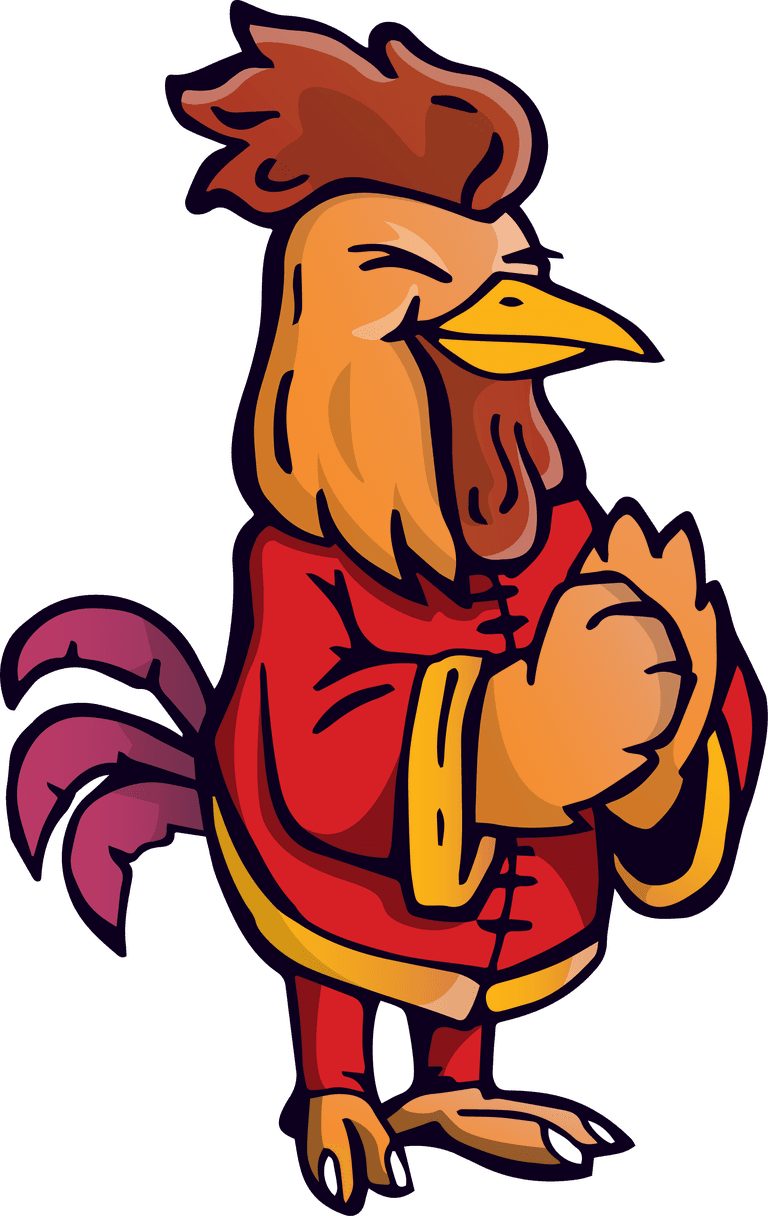 the chicken goes to celebrate tet cute chinese new year rooster cartoon character illustration
