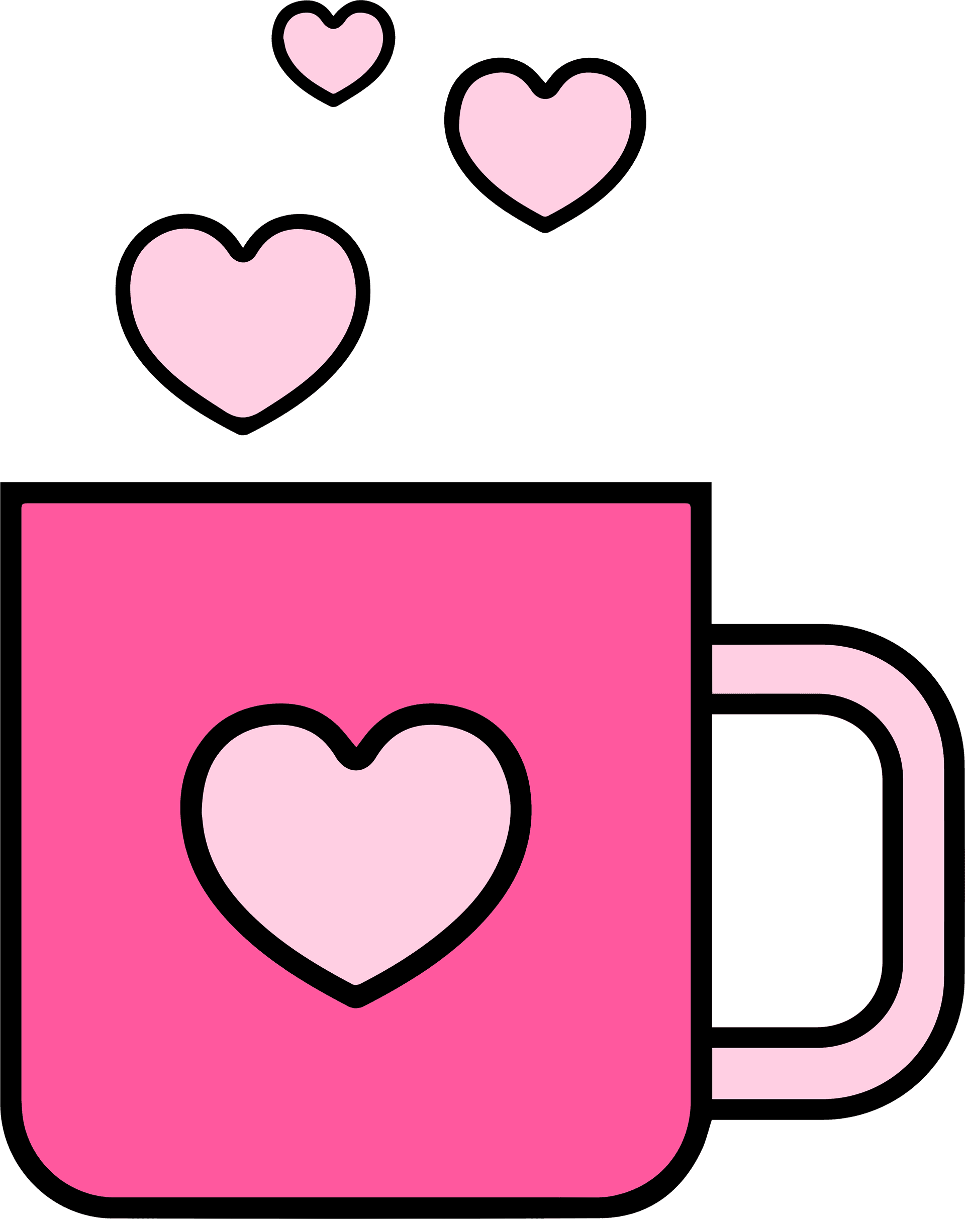 playful pink heart mug graphic for romantic social media