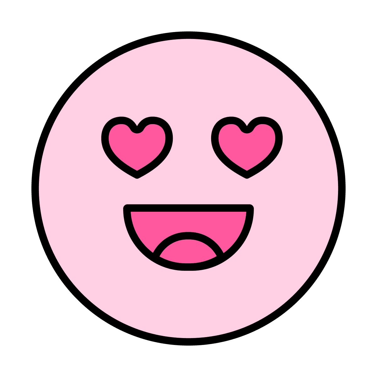 cute minimal line art heart eyes emoji icon for social media