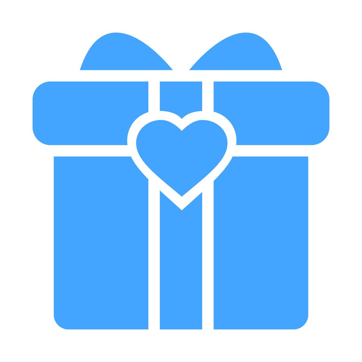 cute minimal blue gift box icon with heart for celebrations