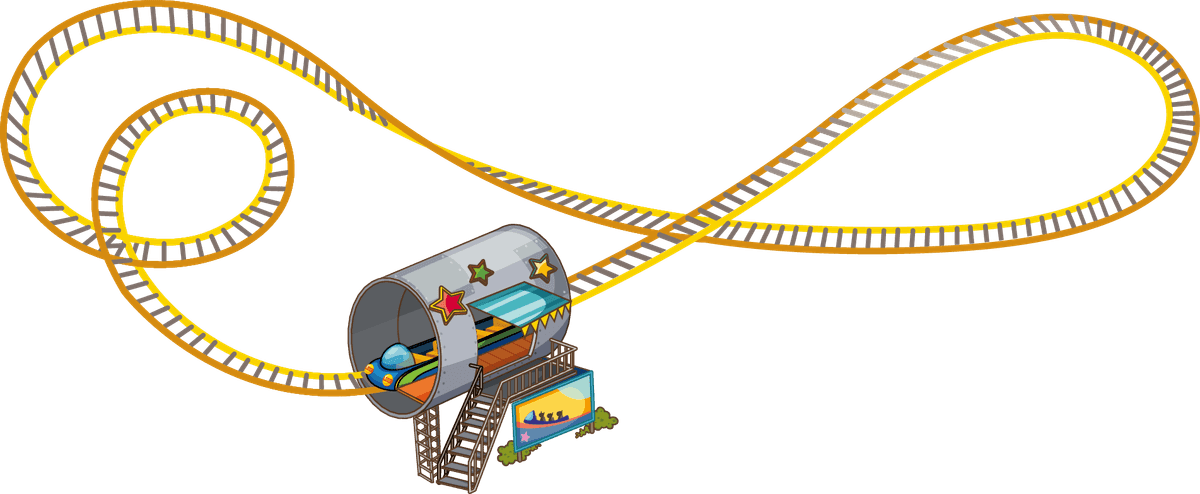 fun theme park element illustration featuring a whimsical roller coaster layout