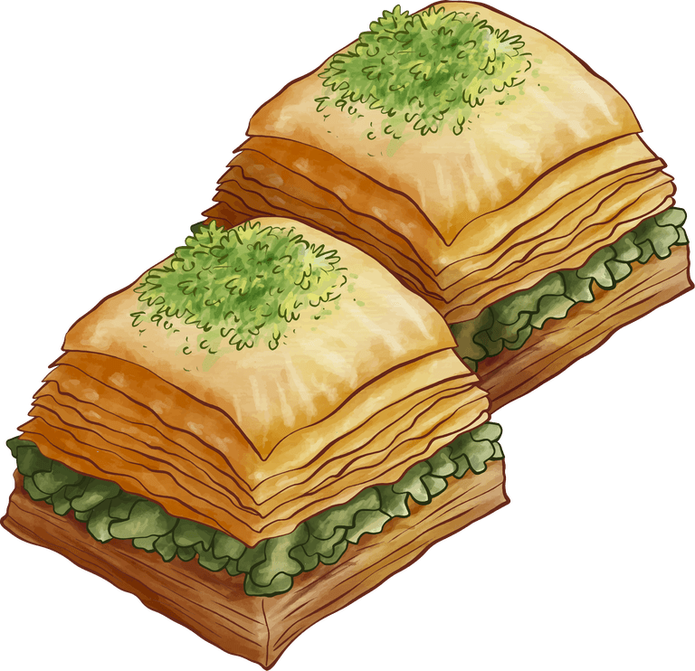thousand layers cake hand drawn pistachio baklava recipe