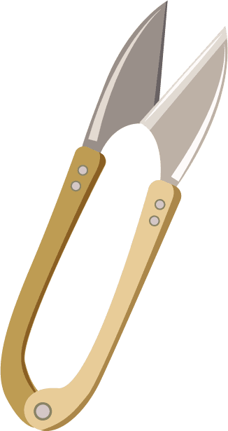 thread scissors needlework elements tools objects sketch classical 