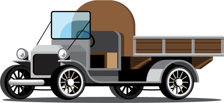three types work cars vintage antique style