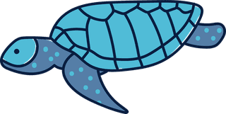 aturtle-set-of-turtles-and-fishes-in-a-blue-palette-281766