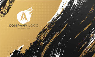 abstractblack-and-gold-brushes-business-card-set-589726