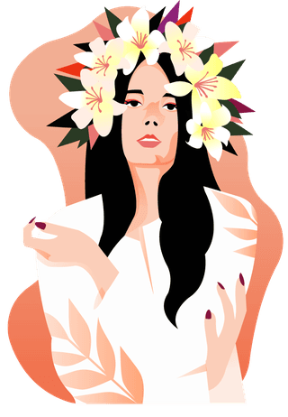 beautifulwoman-icons-flowers-hairstyle-sketch-cartoon-characters-189535