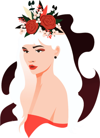 beautifulwoman-icons-flowers-hairstyle-sketch-cartoon-characters-204326