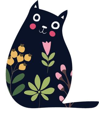 blackcats-pattern-flat-design-floral-decor-539345