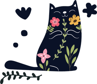 blackcats-pattern-flat-design-floral-decor-465739