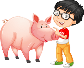 childrenand-animals-boys-and-girls-with-farm-animals-illustration-725397