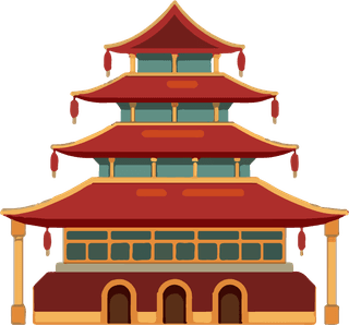 chinatraditional-buildings-cultural-japan-objects-gate-pagoda-palace-cartoon-collection-685690