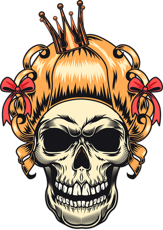 coloredsketch-skull-with-hat-and-hair-100672