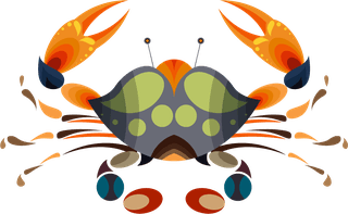 crabanimals-icons-colorful-crab-dragonfly-fish-cock-sketch-231172