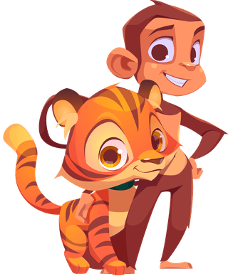 cutetiger-and-monkey-cute-monkey-tiger-animals-friends-23495