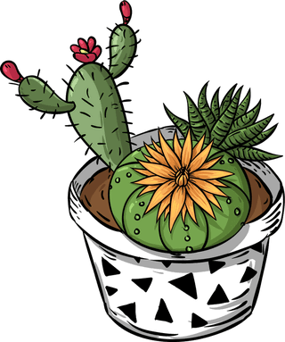 decorativecactus-pot-icons-classical-colorful-handdrawn-sketch-690621