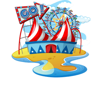 differentbungalows-and-island-beach-theme-and-amusement-park-isolated-on-white-back-579356