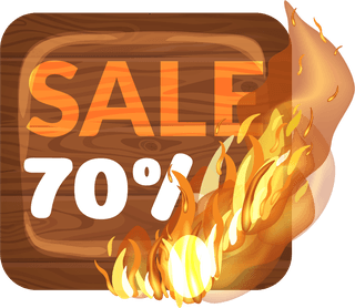 discountwooden-sign-with-fire-flame-vector-769247