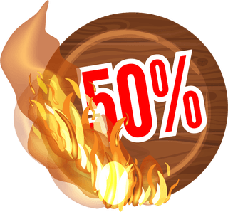 discountwooden-sign-with-fire-flame-vector-432696