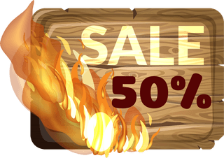 discountwooden-sign-with-fire-flame-vector-447721