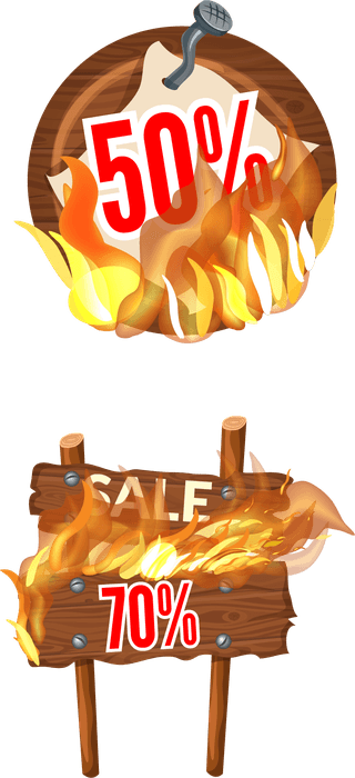 discountwooden-sign-with-fire-flame-vector-440075