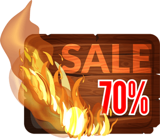 discountwooden-sign-with-fire-flame-vector-478296