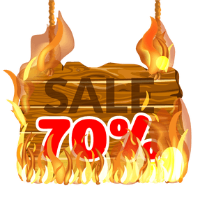 discountwooden-sign-with-fire-flame-vector-245985