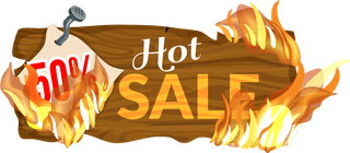 discountwooden-sign-with-fire-flame-vector-301978