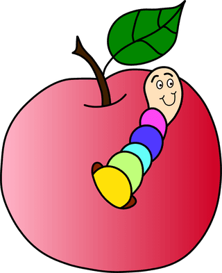 drawfruit-to-paint-color-red-apple-worm-vector-415442