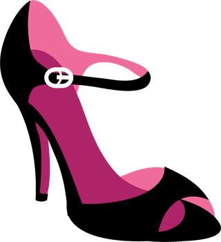 fashionpink-and-black-shoe-cartoon-style-illustration-371160