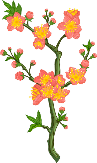 flowerbranches-oriental-design-elements-vase-flower-peafowl-icons-90812