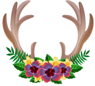 flowerhorn-wild-animals-dear-mountain-goat-moose-ornamental-floral-horns-741411