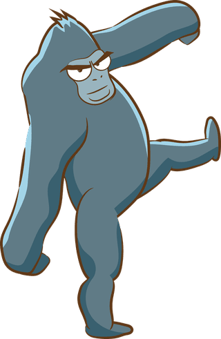 gorillassilly-cow-cartoon-set-isolated-on-white-background-838889