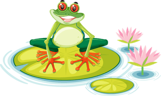 greenfrog-in-lotus-pond-set-of-frog-on-lotus-pad-illustration-447032