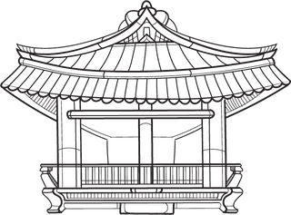 hanokkorean-traditional-architecture-vector-outline-palace-house-village-culture-asian-378507