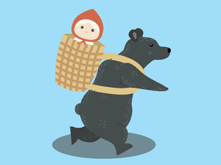 illustrationfor-fairy-tale-bear-and-little-red-riding-hood-vector-109500