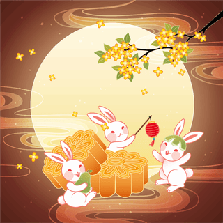 illustrationjade-rabbits-enjoying-delicious-mooncakes-full-531199