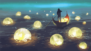illustrationnight-scenery-man-rowing-boat-among-225755