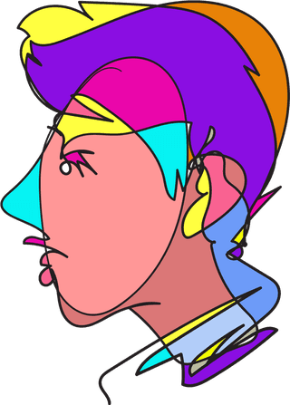 illustrationof-colorful-surreal-abstract-human-heads-in-continuous-line-art-drawing-style-567541