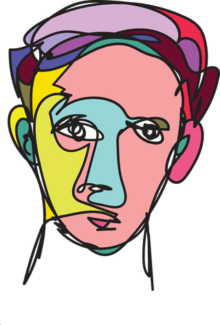 illustrationof-colorful-surreal-abstract-human-heads-in-continuous-line-art-drawing-style-153930