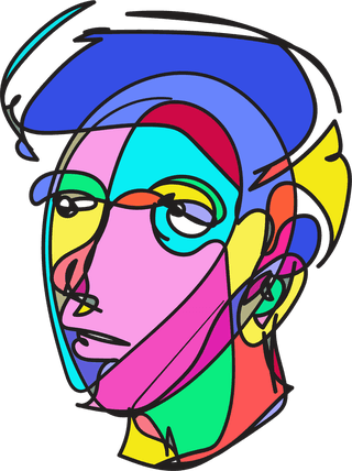 illustrationof-colorful-surreal-abstract-human-heads-in-continuous-line-art-drawing-style-418994