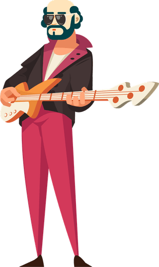 instrumentplayers-music-band-icons-dynamic-cartoon-characters-sketch-4827