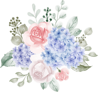 isolatedhydrangea-blue-with-rose-watercolor-illustration-115278