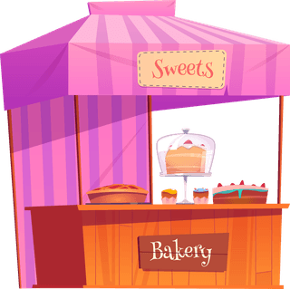 marketstalls-fair-booths-wooden-kiosk-with-striped-awning-clothes-bakery-food-products-16528