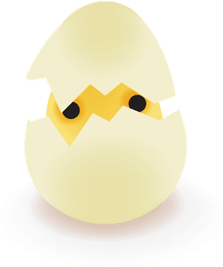 newlyhatched-chicks-broken-eggs-and-cartoon-chickens-vector-444335