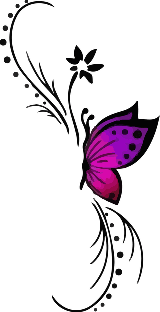 patternbuterfly-pink-black-vector-781356