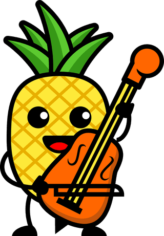 pineapplecute-pineapple-cartoon-playing-music-vector-set-125233