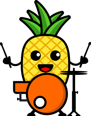pineapplecute-pineapple-cartoon-playing-music-vector-set-600961