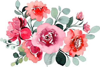 pinkrose-flower-bouquet-collection-with-watercolor-564656