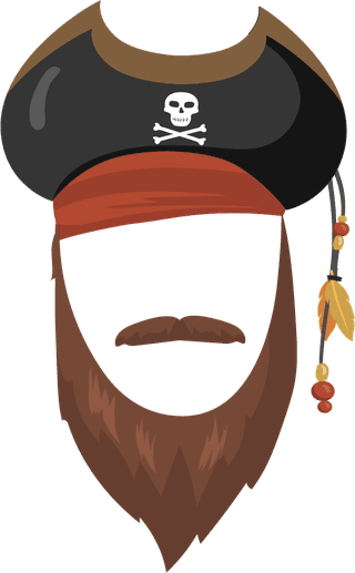 pirateface-masks-carnival-flat-item-cartoon-sea-pirates-hats-journey-bandana-beard-smoke-pipe-540073